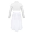 thumbnail image 2 of Yeahdor Girls Chiffon Ballet Dance Outfit Gymnastics Lyrical Dance Costume Long Sleeve Crop Top with Asymmetrical Split Skirt White 6, 2 of 7