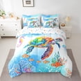 thumbnail image 2 of Erosebridal Literie Tortue de Mer Dessin Animé Taille Simple, Lit Animal Poisson Océan en Sac Taille Simple, Réversible 7 Pcs, 2 of 5