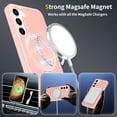 thumbnail image 4 of Asuwish Phone Case for Samsung Galaxy S23 Plus S23+ 5G Tempered Glass Screen Protector Magnetic Folding Stand Frosted Translucent Rugged Shockproof Protective Cell Cover SM-S916U 6.6 Women Men Pink, 4 of 7