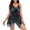 Black Blue Flower, variant on Plus Size Women Tummy Control Bathing Suit Ruffle One-Piece Swim Dresses Flowy Swimwear Black Green 3XL