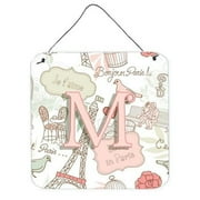 Carolines Treasures CJ2002-MDS66 Letter M Love In Paris Pink Wall and Door Hanging Prints