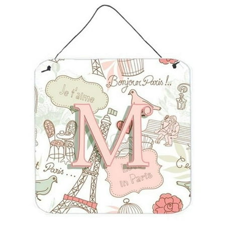 Carolines Treasures CJ2002-MDS66 Letter M Love In Paris Pink Wall and Door Hanging Prints