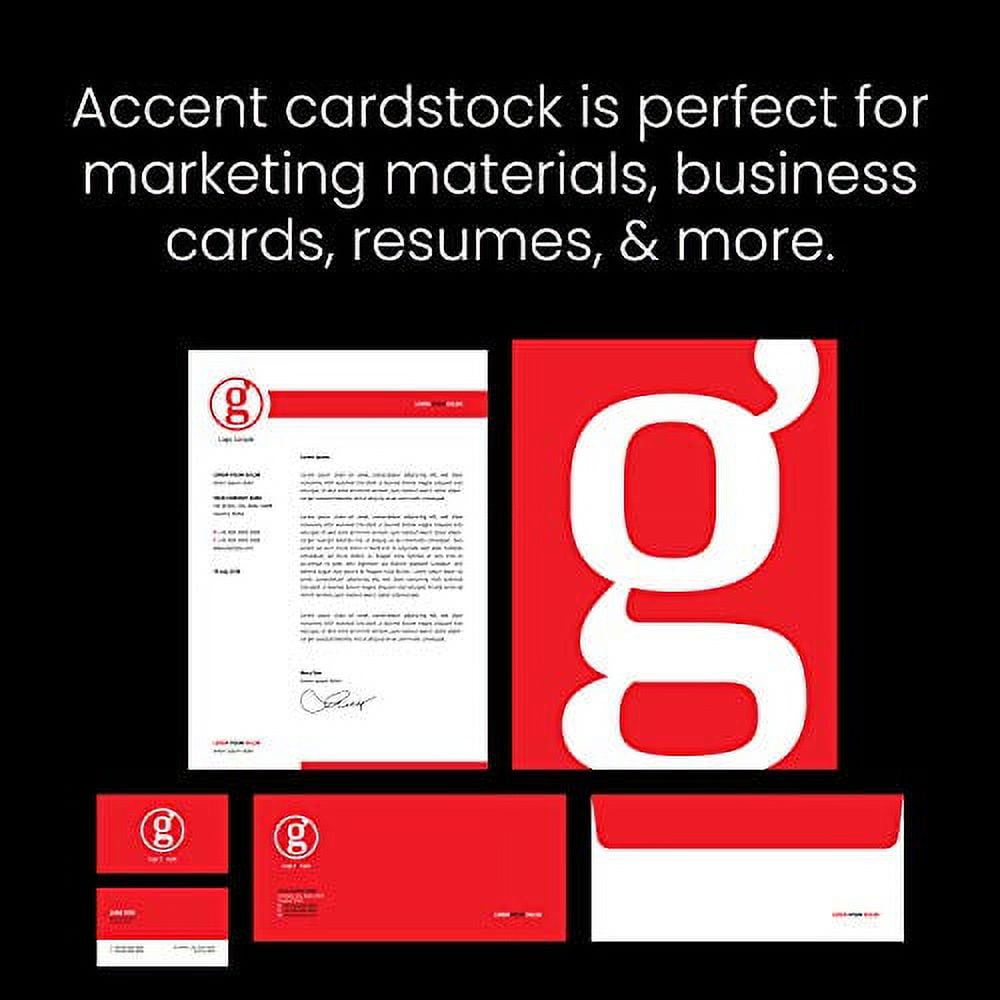 accent opaque thick cardstock paper, white paper, 65lb cover, 176 gsm, letter size, 8.5 x 11 paper, 97 bright, 1 ream / 250 sheets, smooth, heavy card stock (188560r)