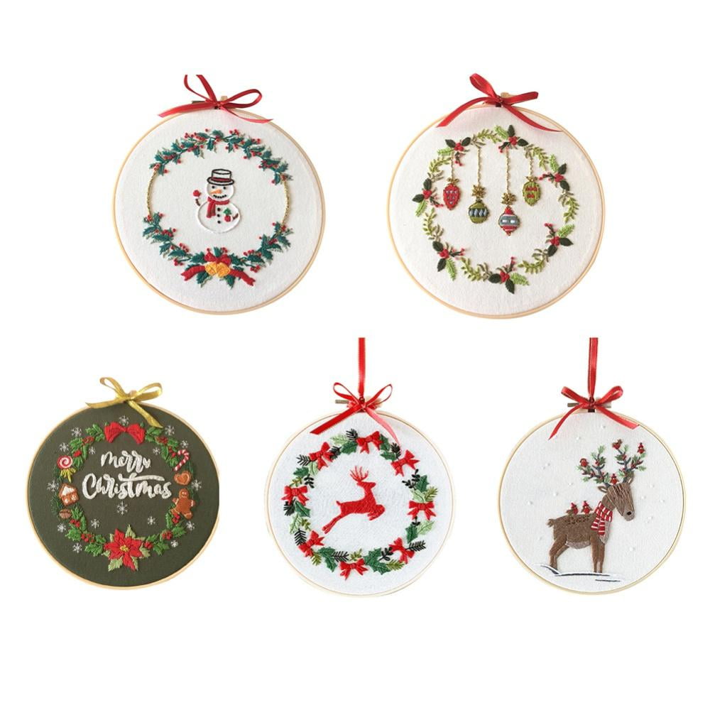 EXCEART Hand Embroidery Kit Embroidery Kits with Patterns Christmas Cross  Stitch Kits Beginner Cartoon DIY Materials Christmas Cross Patterns Holiday