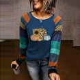 thumbnail image 2 of Camisas de Acción de Gracias Para Mujer Otoño Invierno Pulóver Blusa Estampado Bloque de Color Cuello Redondo Entrenamiento Rayas Costura Manga Larga Erógeno Tops Odeerbi ODB122349, 2 of 4