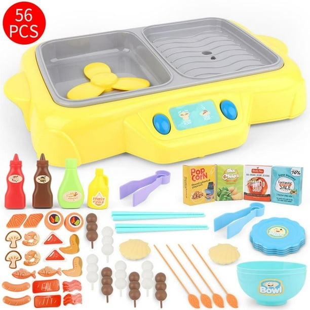 Juego De Juguetes De Cocina 2 En 1, Simulación De Olla Caliente Giratoria, Parrilla Eléctrica Para Barbacoa, Estufa Con Música Ligera, Regalo Para Niños Speravity FN003151-00