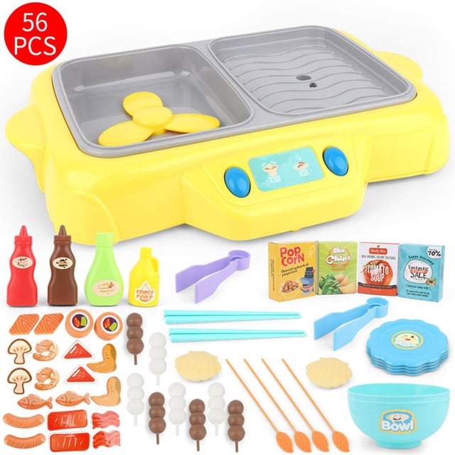 Juego De Juguetes De Cocina 2 En 1, Simulación De Olla Caliente Giratoria, Parrilla Eléctrica Para Barbacoa, Estufa Con Música Ligera, Regalo Para Niños Speravity FN003151-00