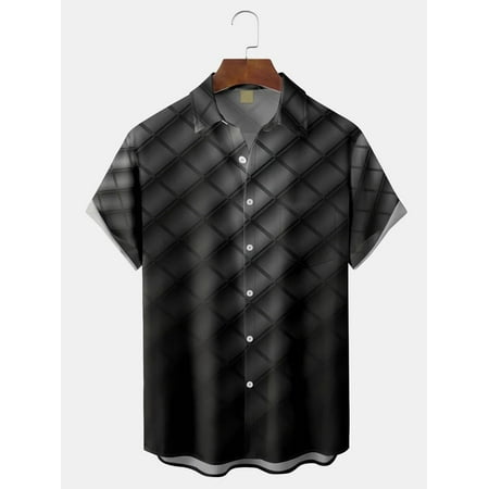 

MLFU Men Geometric Casual Summer Polyester Micro Elasticity Daily Short Sleeve Regular H Line Shirts