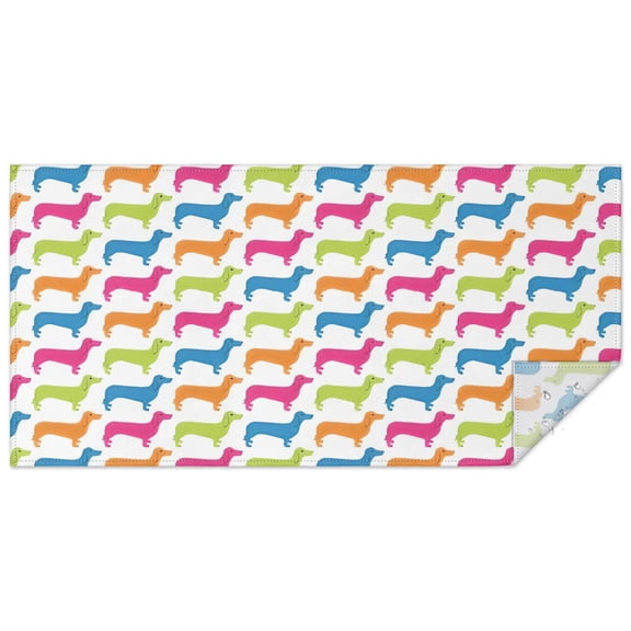 Colorful Funny Dachshund Rectangle Tablecloth 60"x120",Waterproof Polyester Rectangle Table Cloth, Wipeable Spillproof Polyester Tablecloth for Dining, Camping, Indoor and Outdoor
