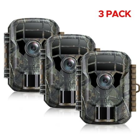CAMPARK Trail Camera 1080P Game Hunting Deer Camera with Night Vision Motion Activated (3 Pack)
