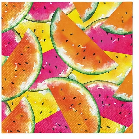 Watercolor Napkins SUMMER WATERMELON 40pcs Cocktail Paper Napkins, Party Napkins, Decoupage Paper Napkins, Disposable Napkins Decorative