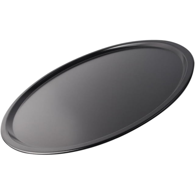 Bandeja Metálica Redonda Antiadherente para Pizza, Molde de Acero al Carbono Tamaño Mediano, Apto para Horno y Microondas, Accesorio para Hornear Pizza y Panadería, Fácil