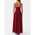 thumbnail image 5 of Red Strapless Ruched Drop Waist Maxi Dress Flowy A-Line Evening Gown, 5 of 7