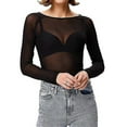 thumbnail image 4 of Haut Transparent à Manches Longues Sans Coutures pour Femmes, Chemisier en Maille, 4 of 4