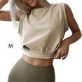 thumbnail image 3 of Minnieouse Top corto sin mangas para mujer, jersey deportivo para correr, camiseta de entrenamiento, ropa de moda de verano de cintura alta para Prendas para la parte del cuerpo Albaricoque METRO, 3 of 5