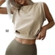 thumbnail image 5 of Guardurnaity Top corto sin mangas para mujer, camiseta básica de Color sólido con cuello para correr, ropa de verano para fiesta, oficina, Prendas para la parte del cuerpo Albaricoque METRO Guardurnaity AP011025-34, 5 of 5