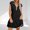 Black, variant on ZZwxWA Women Dresses Casual Spring Summer Colorblock Cap Sleeve Half Zip Patchwork Mini Dress with Pockets