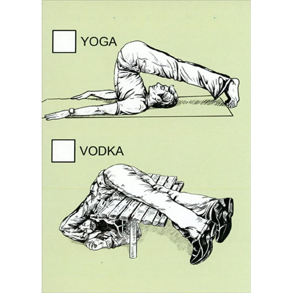 Tree-Free Greetings Yoga Or Vodka Pose Checkbox Funny / Humorous Birthday Card