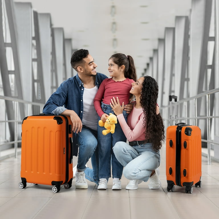 Zimtown Hardside Lightweight Spinner Orange 3 Piece Luggage Set