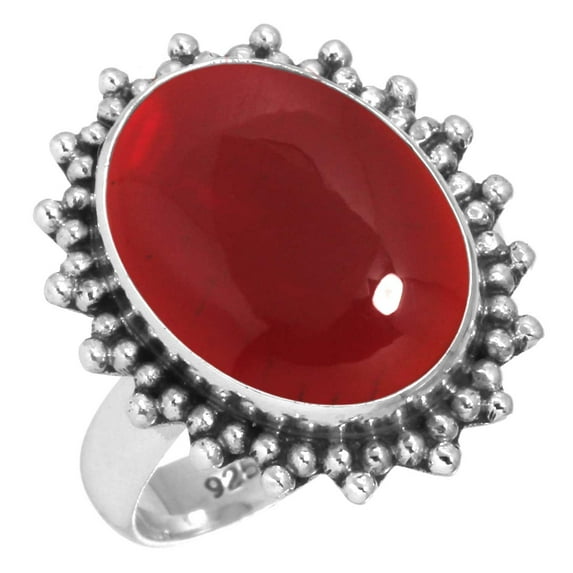 925 Sterling Silver Ring For Women - Teens Red Garnet Quartz Gemstone Silver Ring Size 7.5 January Birthstone Simple Silver Ring Size 7.5 Halloween Gift For Sister 925 Silver Gemstone Jewelry