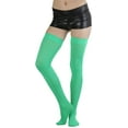 thumbnail image 6 of ToBeInStyle Women's Nylon Thigh High Schoolgirl Opaque Stockings Green, 6 of 7