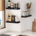 thumbnail image 5 of SHYFOY Modern Black Glass Wall Shelves – Set of 3 Floating Shelves for Home & Bathroom Storage Decor, 5 of 6