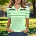 thumbnail image 2 of Fengqque Womens Tops Summer Polo Shirts Short Sleeve T Shirts Vacation Striped Print Basic Tee Green-B XXL(XXL), 2 of 5