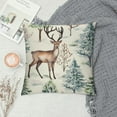 thumbnail image 2 of GOSMITH Christmas Pillow Covers Rustic Watercolor Tree Deer Brown Green Outdoor Decorative Throw Pillows Farmhouse Winter Themed Holiday Pillowcases Cushion Case Decor for Sofa Couch Bed, 2 of 5