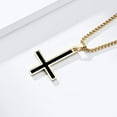 thumbnail image 3 of PAMTIER Unisex Stainless Steel Personality Rock Smooth Inverted Cross Pendant Amulet Crucifix Necklace Hip Hop Non-mainstream Gold 23.6" Chain, 3 of 5