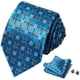 thumbnail image 2 of Corbata a cuadros para hombre, corbata de seda y gemelos cuadrados de bolsillo, conjunto de boda y negocios (azul) Rojo Verde, 2 of 2