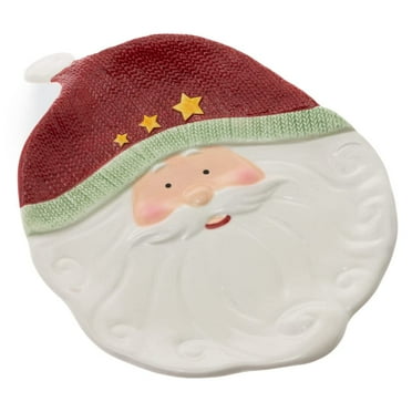 Boston International Christmas Winter Holiday Ceramic Serving Platter, 12 x 9-Inches, Jolly Santa