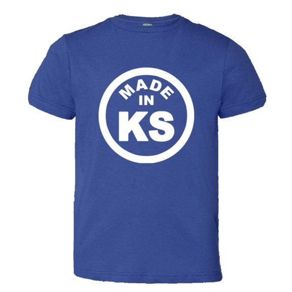 PleaseMeTees™ Youth From Born Made In Kansas KS Logo Label Tag HQ Tee