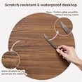 thumbnail image 6 of Hawsaiy 31.5" Round Dining Table for 2 with Sliding Door Storage Base, Space-Saving Waterproof Scratch-Resistant Wood Top, Modern Farmhouse Kitchen Table, Walnut, 6 of 8