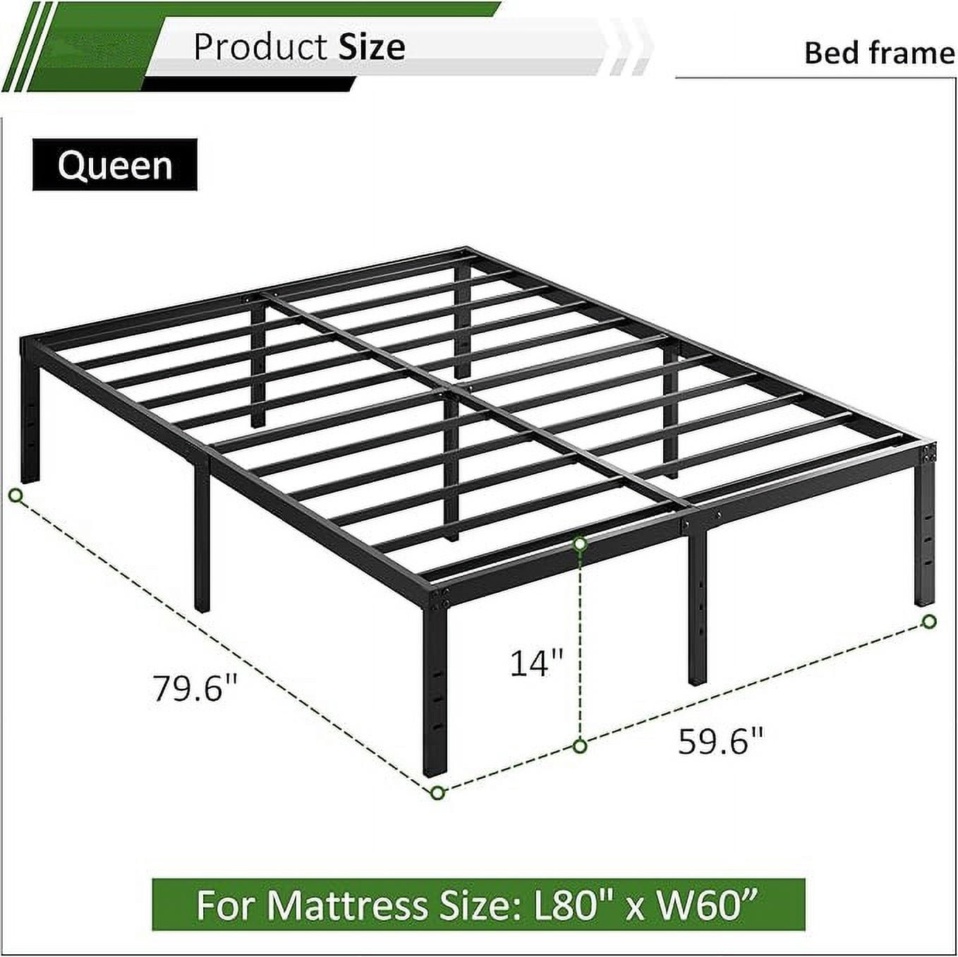 Queen Metal Platform Bed Frame, No Box Spring Needed,Easy to Assemble