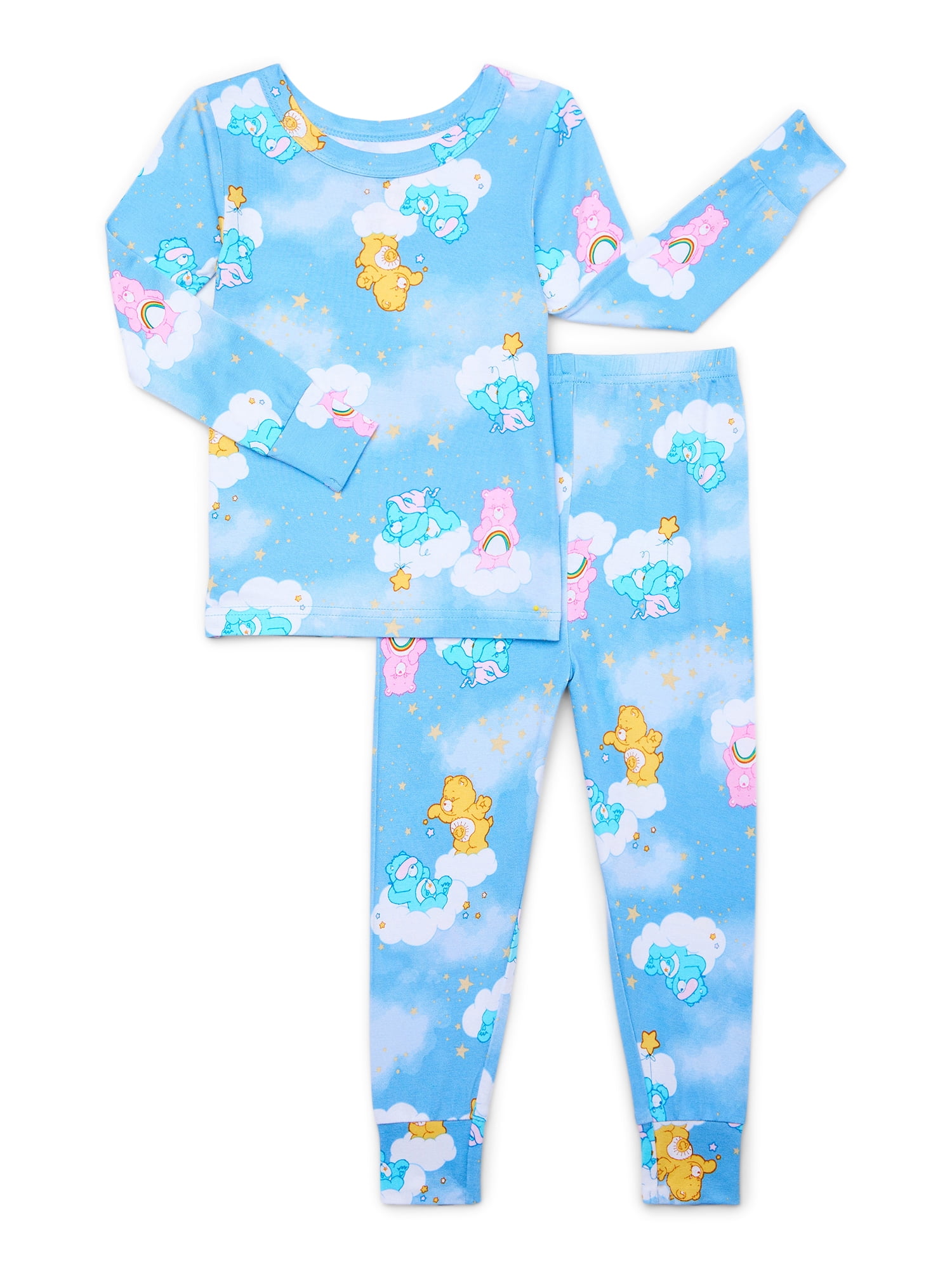 Care Bears Toddler Unisex Long Sleeve Top and Pants, 2-Piece Pajama Set, Size 12M-5T