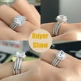 thumbnail image 4 of Newshe Jewellery Wedding Rings for Women 925 Sterling Silver 2.66CT Cushion Halo CZ Bridal Ring Enhancer For Her Size 13, 4 of 8