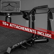 Mikolo Power Rack Cage, Weight Rack with Dual Pulley Cable Crossover Machine,Multi-Function Squat Rack with J Hooks,Dip Bars and Landmine for Home Gym