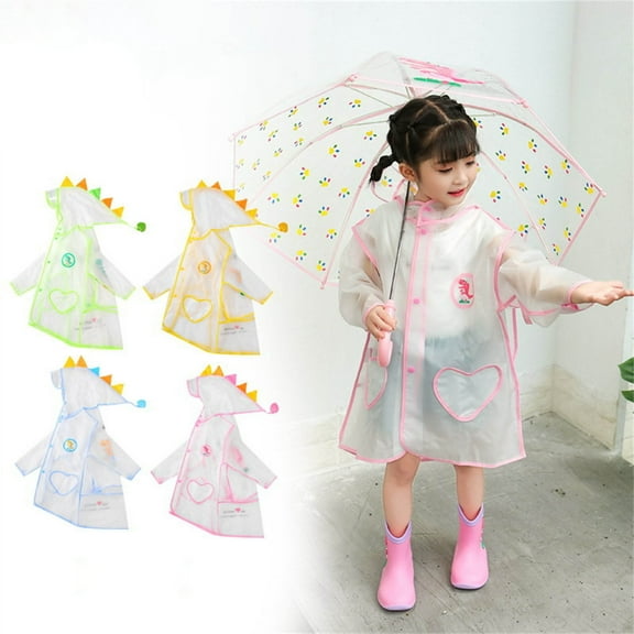 Jacenvly New Raincoat Kids Waterproof Toddler Kids Baby Girls Solid Color Rainwear Children Raincoat Waterpoof Rain Hooded Jacket Coat Hoodies Breathable Kids Rain Jackets Blue 4 Years