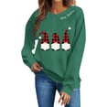 thumbnail image 3 of Jsaierl Women's Christmas Sweatshirts Plus Size Gnomes Graphic Sweatshirt Cotton Trendy Pullover Crewneck Tunic Long Sleeve Tops S-2XL, 3 of 9