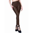 thumbnail image 2 of Women'S High Waist Shiny Stirrup Skinny Stretch Leggings Chocolate Brown XL, 2 of 7