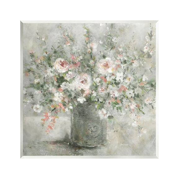 Stupell Industries Soft Pink Blooms Farmhouse Bouquet Botanical & Floral Painting Unframed Art Print Wall Art