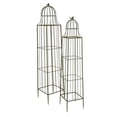 thumbnail image 2 of Meryl Plant Trellis Set of 2, Garden Tall Cage Design, Green Metal, 2 of 6