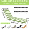 thumbnail image 5 of 72" ×21" Outdoor Chaise Lounge Cushion, 3" Thick High-Density Foam Fill, with Removable Headrest, Waterproof Fade Resistant, Replacement Cushion for Lawn Pool (Grass Green White Stripes 1PC), 5 of 7