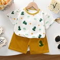 thumbnail image 2 of TOOYOU Girls Summer Outfit Sets Short Sleeved T Shirt Shorts Set Two Piece Set For Infant Girls Playtime Outfits Size 3 -6 Months Green, 2 of 3