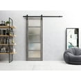 thumbnail image 3 of Sturdy Barn Door 32 x 96 inches | Quadro 4002 Nebraska Grey with Frosted Glass | 6.6FT Rail Hangers Heavy Hardware Set | Solid Panel Interior Doors, 3 of 5