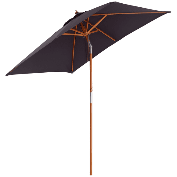Outsunny Parasol de Patio en Sapin 6,6 X 5 Pi avec Mécanisme d'Inclinaison, Baleines en Bambou