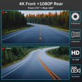 thumbnail image 3 of Mirror Dash Cam QOZ 4K con pantalla frontal y 1080P de visión trasera de 10 pulgadas, 3 of 9