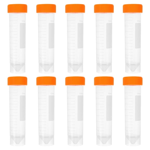 NICERIO 10Pcs Lab Centrifuge 50ml Test Tubes Plastic Vials Screw Caps