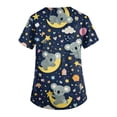 thumbnail image 6 of Kixjoy Scrubs for Women Plus Size Short Sleeve V Neck Scrubs Animal Printed Stretchy Casual Top Medical Lightweight Blouses for Women with Pockets, Navy S, 6 of 6