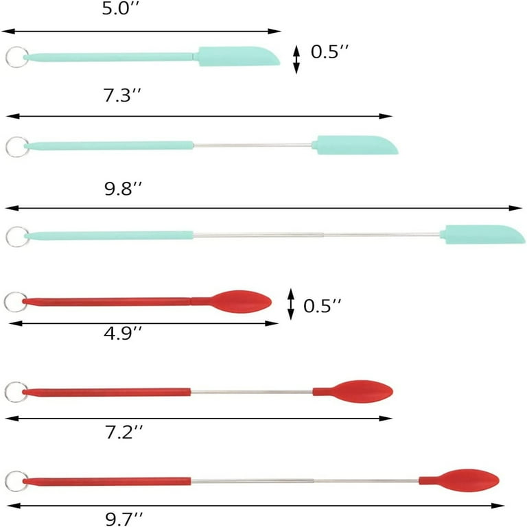 Apmemiss Wholesale Mini Silicone Spatula Set,Makeup Spatula,Thin Jar Scraper for Kitchen,New Handle Telescopic Small Spatulas